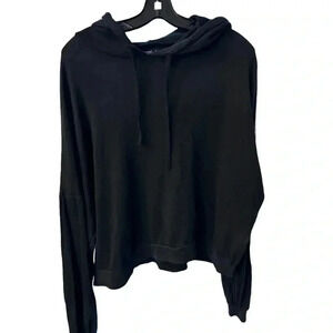 MICHAEL LAUREN WOMEN’S CROPPED HOODIE OMBRE BLACK SIZE L